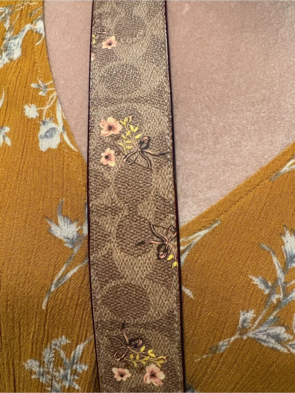 Coach Reversible Leather/Coated Canvas Strap w/ Prairie Print
